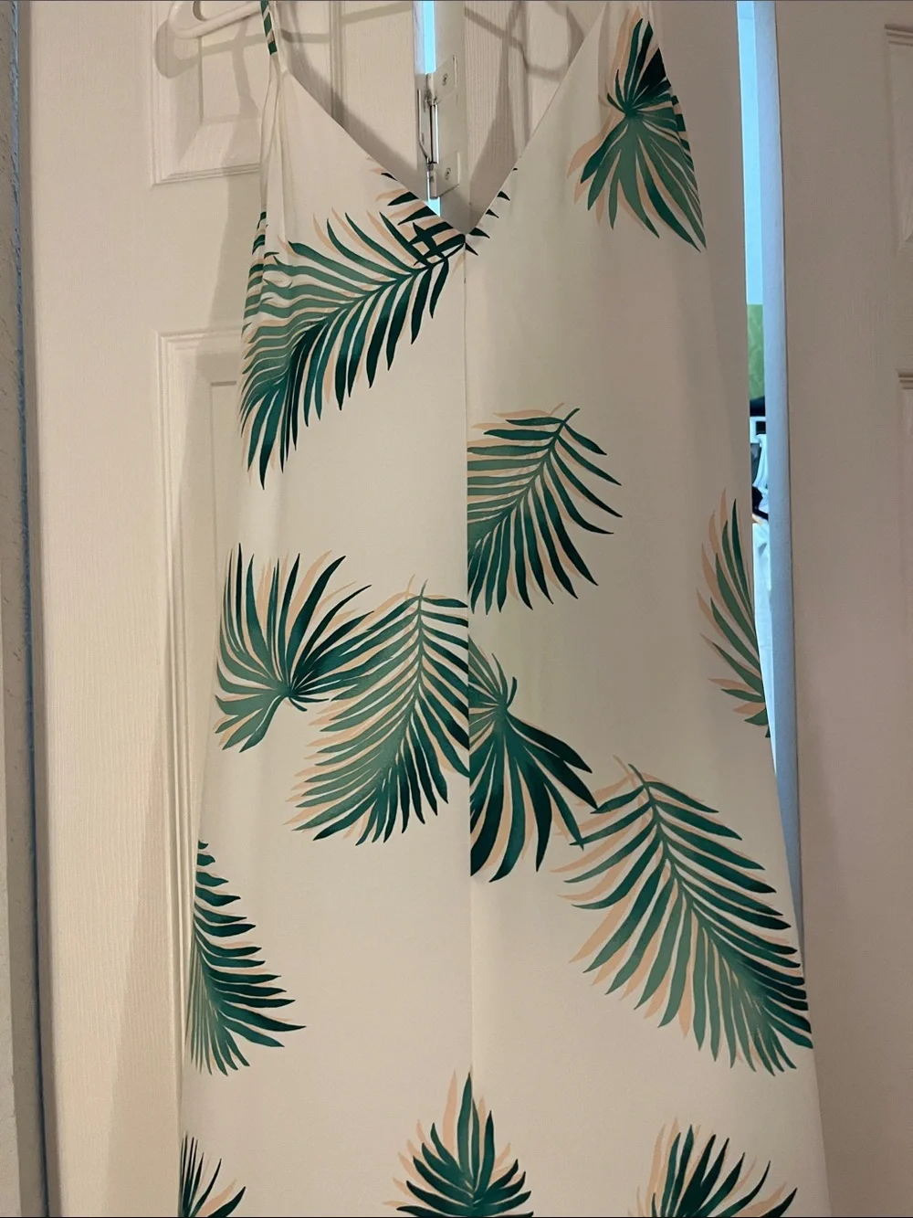 Forever 21 White Maxi Dress with Green Palm Print - Picture 5 of 16